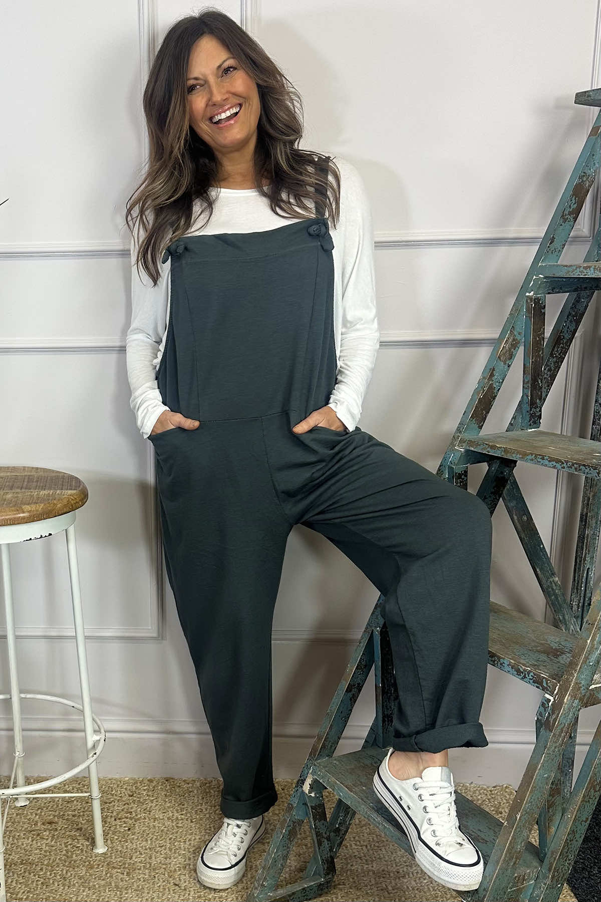 Pabo Jersey Dungarees Charcoal