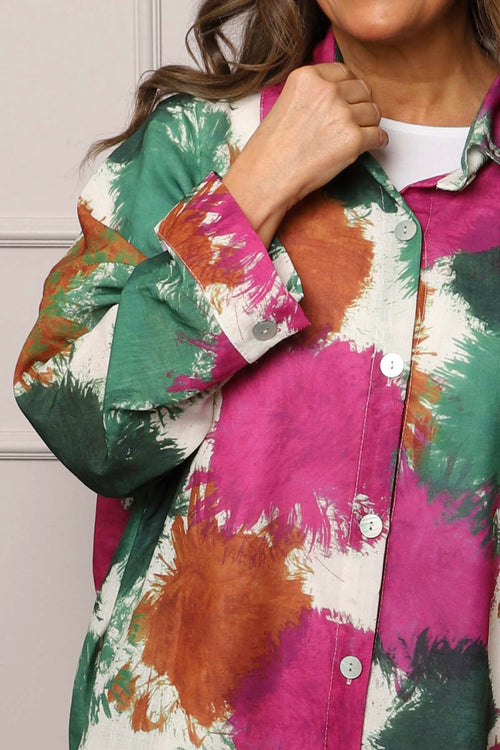Macie Ink Print Shirt Green - Image 3