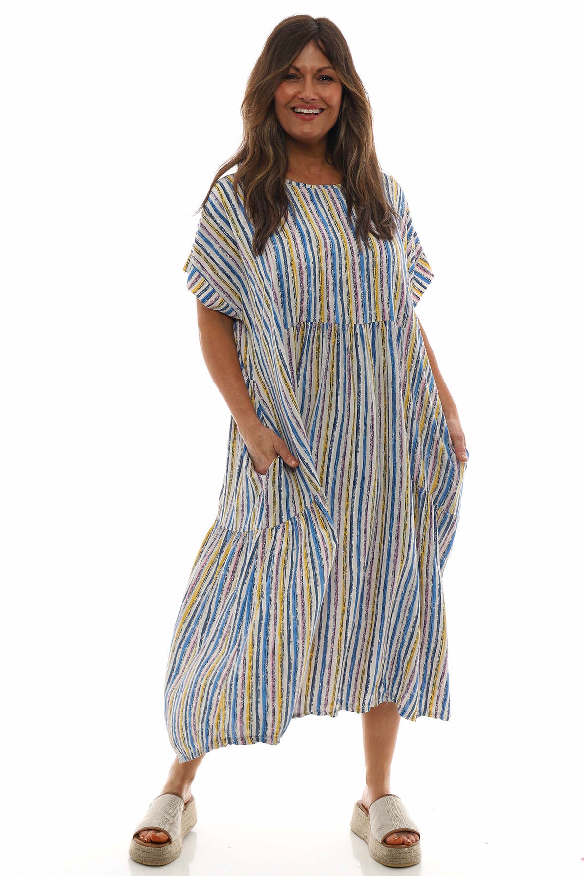 Romia Stripe Dress Stone