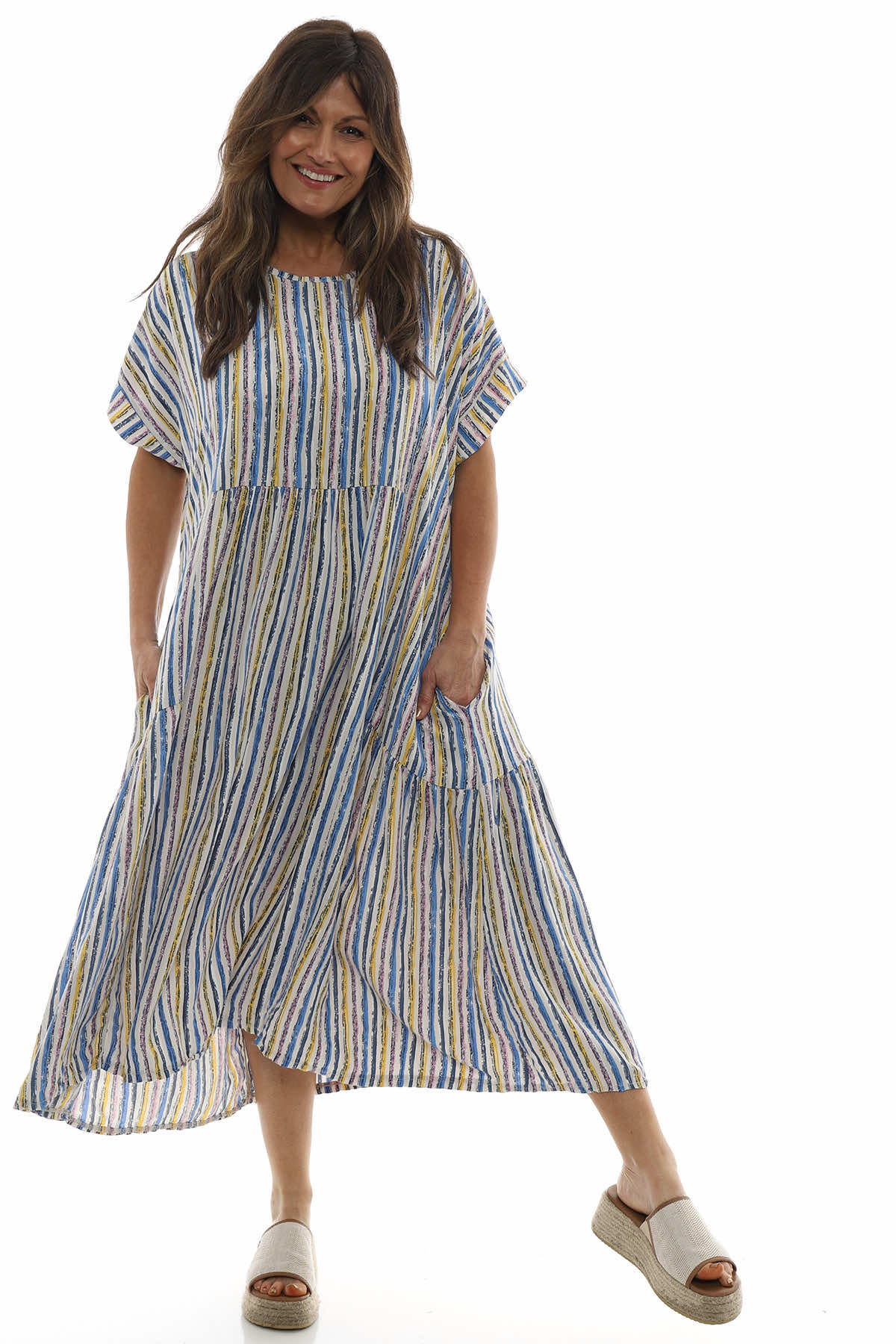 Romia Stripe Dress Stone