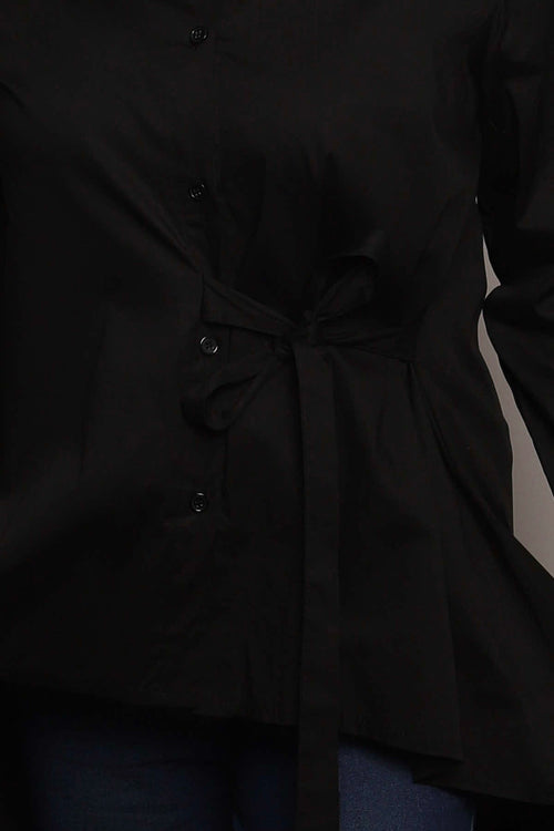 Christobel Tie Cotton Shirt Black - Image 3
