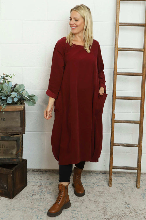 Liora Needlecord Dress Wine - Image 1