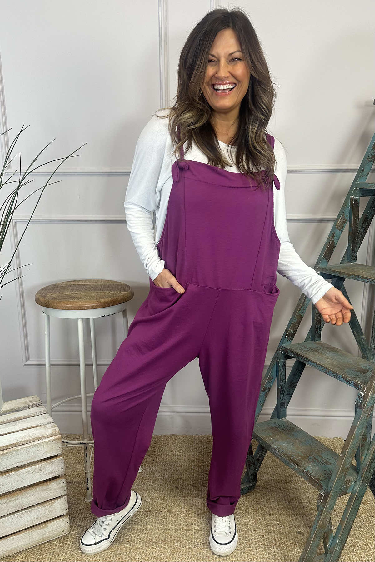 Pabo Jersey Dungarees Berry