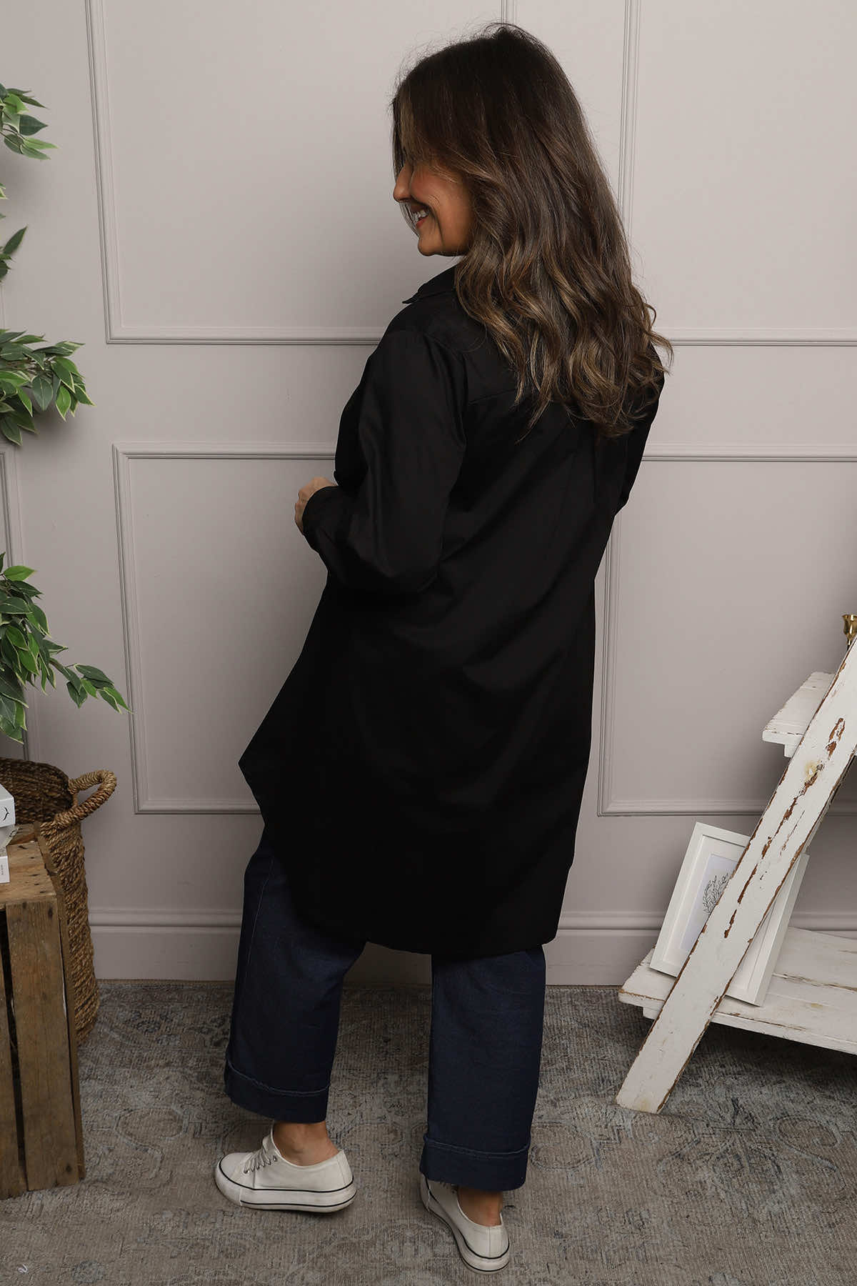 Christobel Tie Cotton Shirt Black