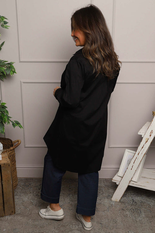 Christobel Tie Cotton Shirt Black - Image 4