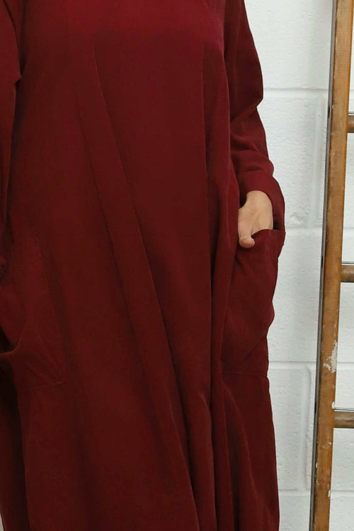 Liora Needlecord Dress Wine - Image 3