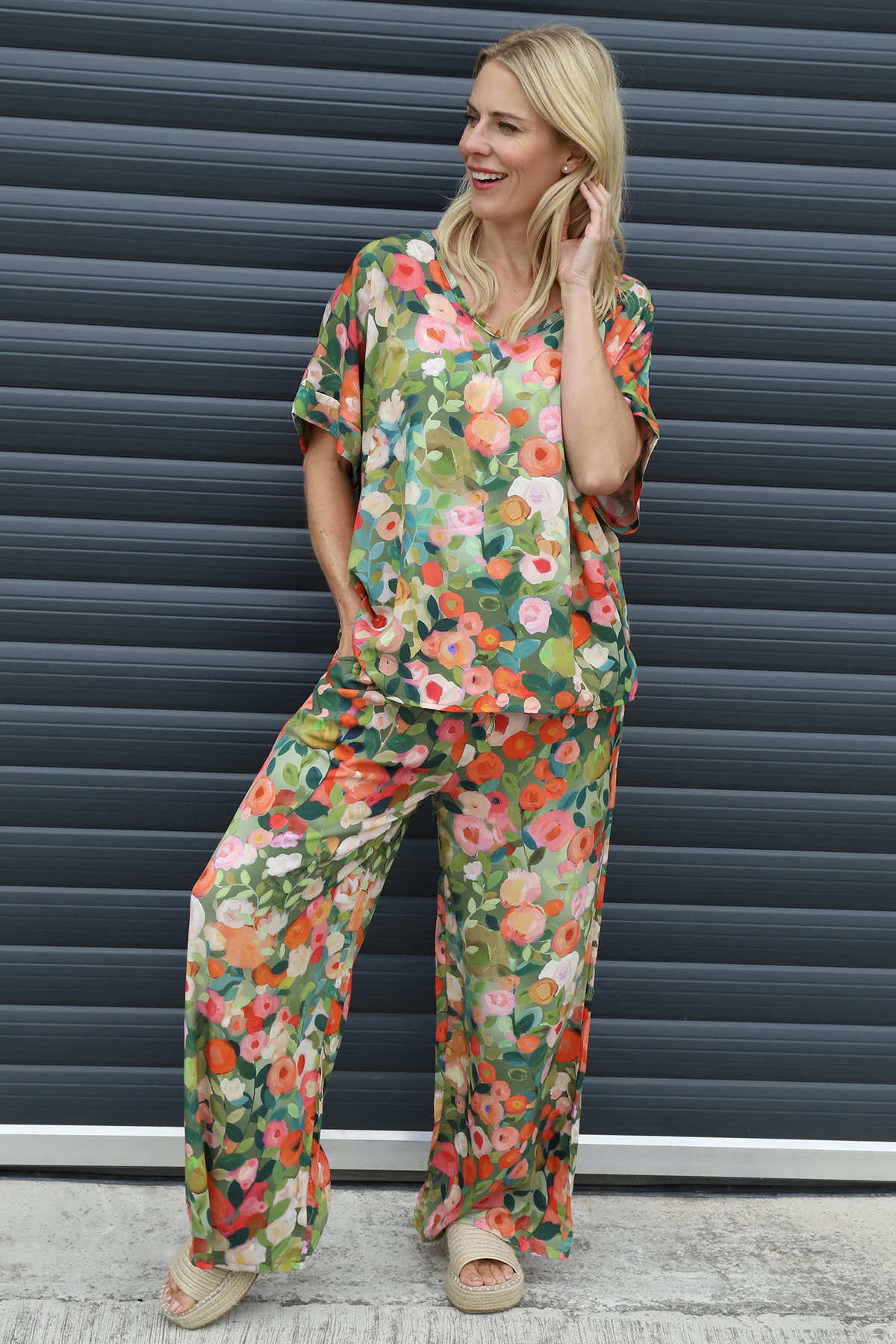 Luciella Print Top Khaki