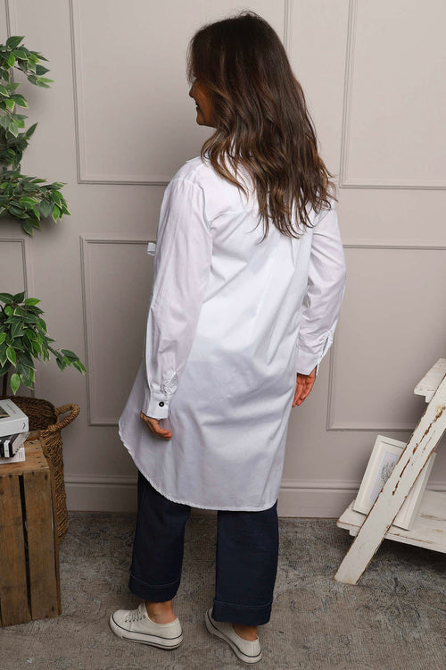 Christobel Tie Cotton Shirt White - Image 4