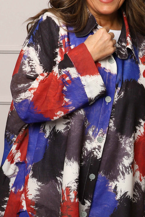 Macie Ink Print Shirt Royal Blue - Image 3