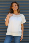 Bude Puff Sleeve Cotton Top Stone