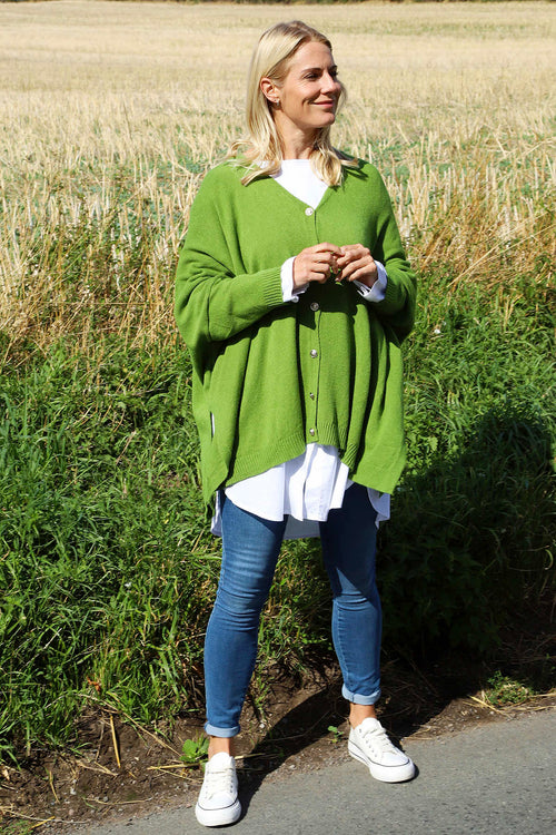 Hattie Knitted Cardigan Olive - Image 1
