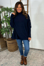 Jennifer Button Jumper Navy Navy - Jennifer Button Jumper Navy