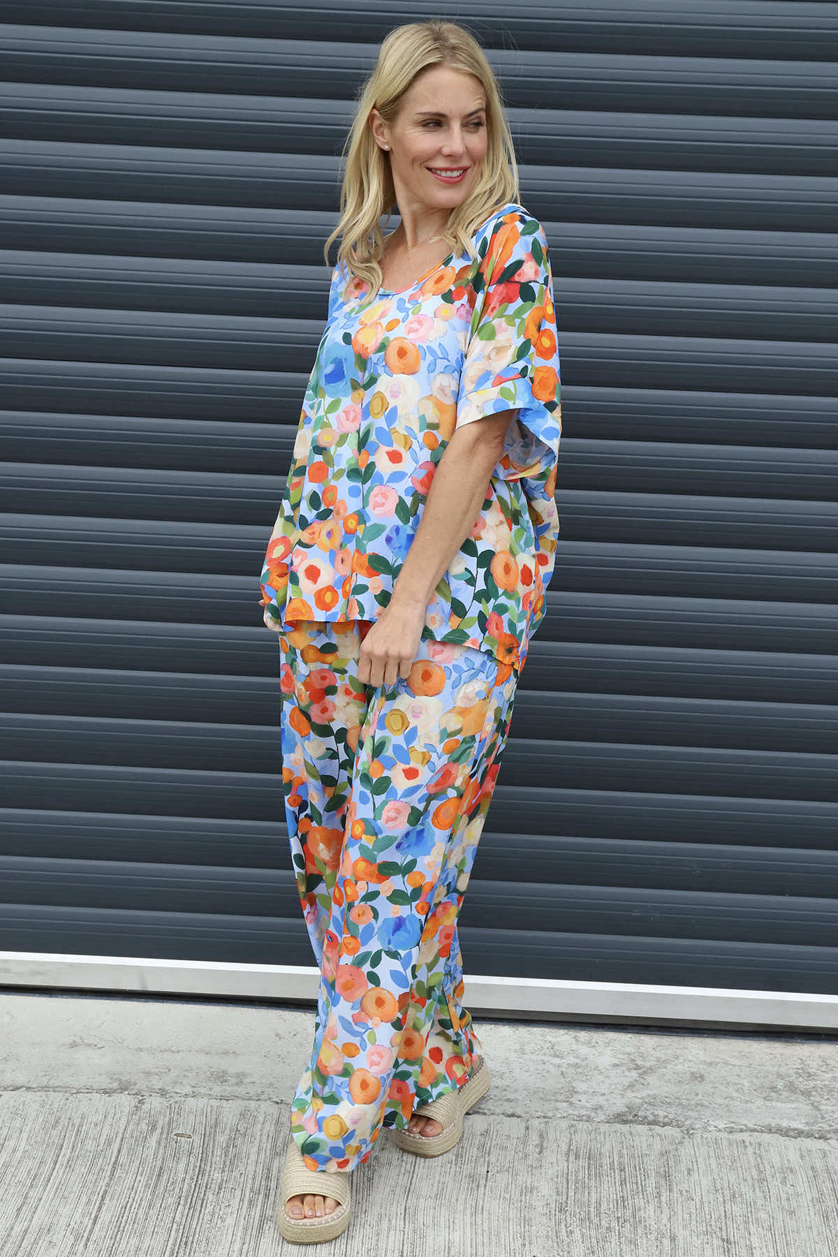 Luciella Print Top Light Blue