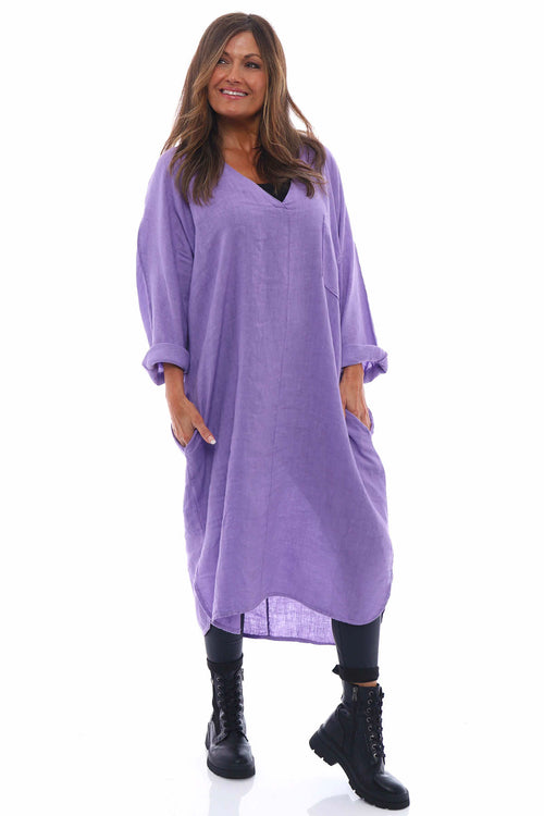 Darley Linen Dress Lilac - Image 2