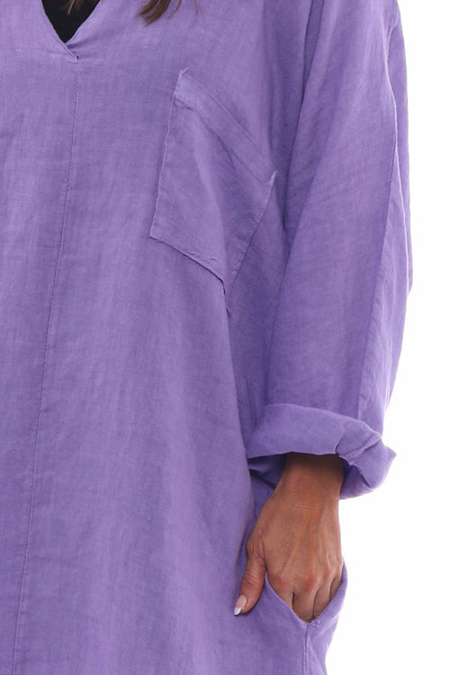 Darley Linen Dress Lilac - Image 3