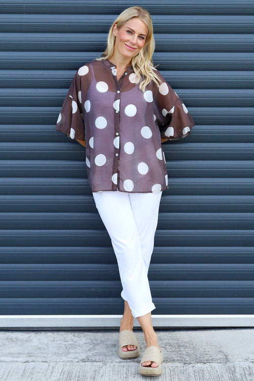Cordelia Spot Print Shirt Cocoa - Image 1