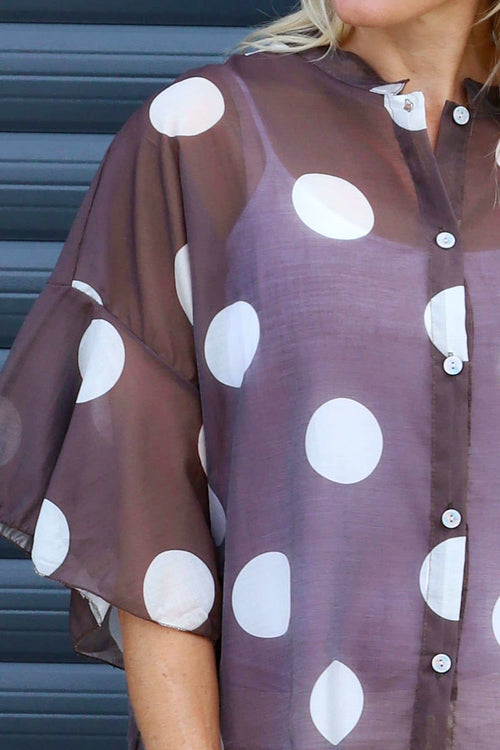 Cordelia Spot Print Shirt Cocoa - Image 3