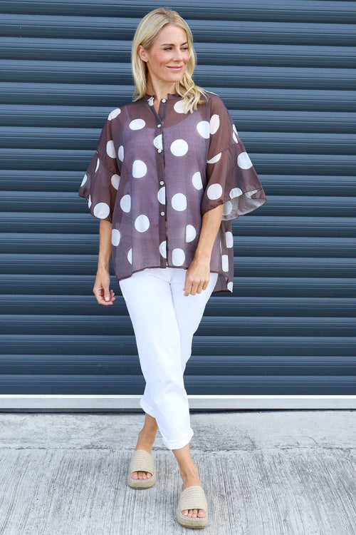 Cordelia Spot Print Shirt Cocoa - Image 2