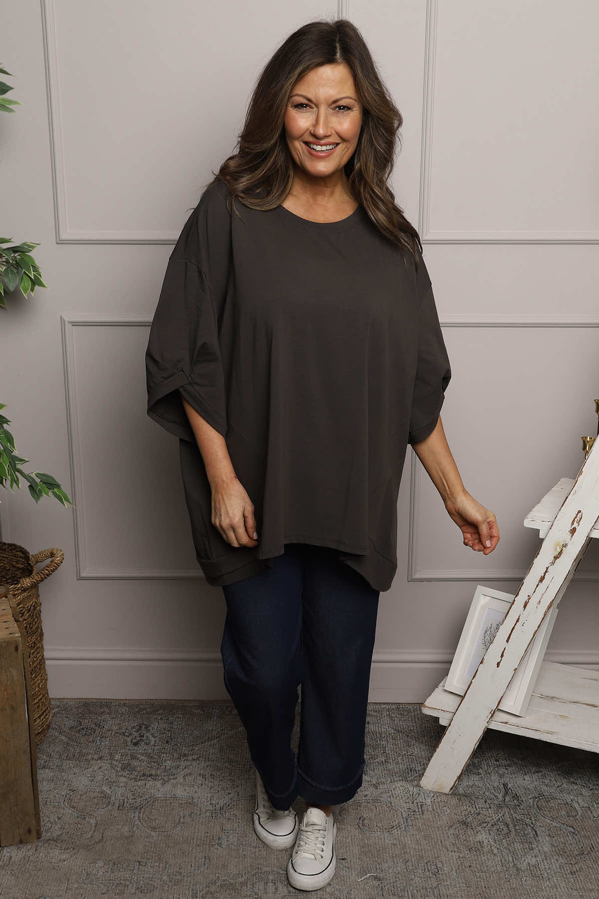Bianca Cotton Top Charcoal