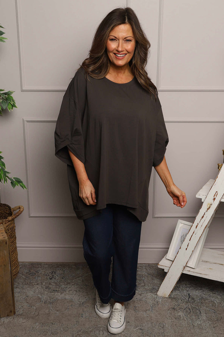 Bianca Cotton Top Charcoal