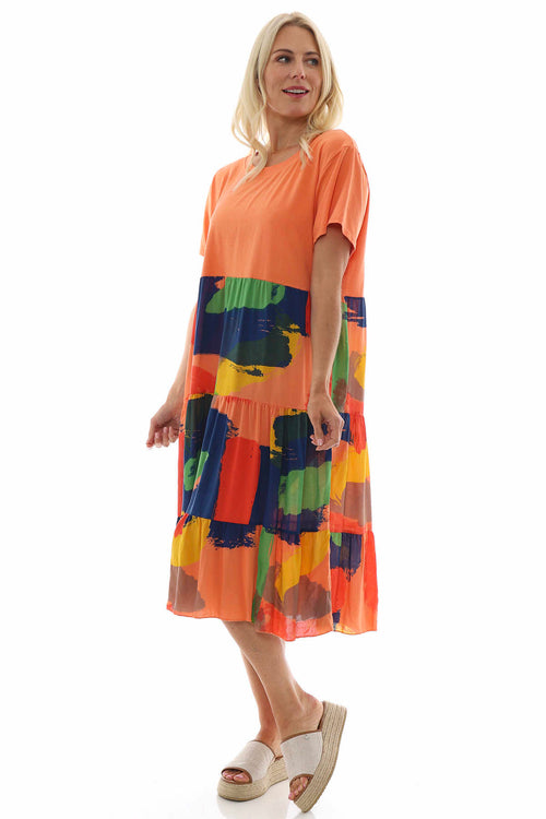 Mara Print Cotton Dress Orange