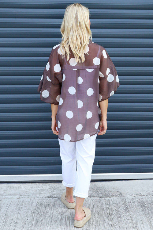Cordelia Spot Print Shirt Cocoa - Image 4