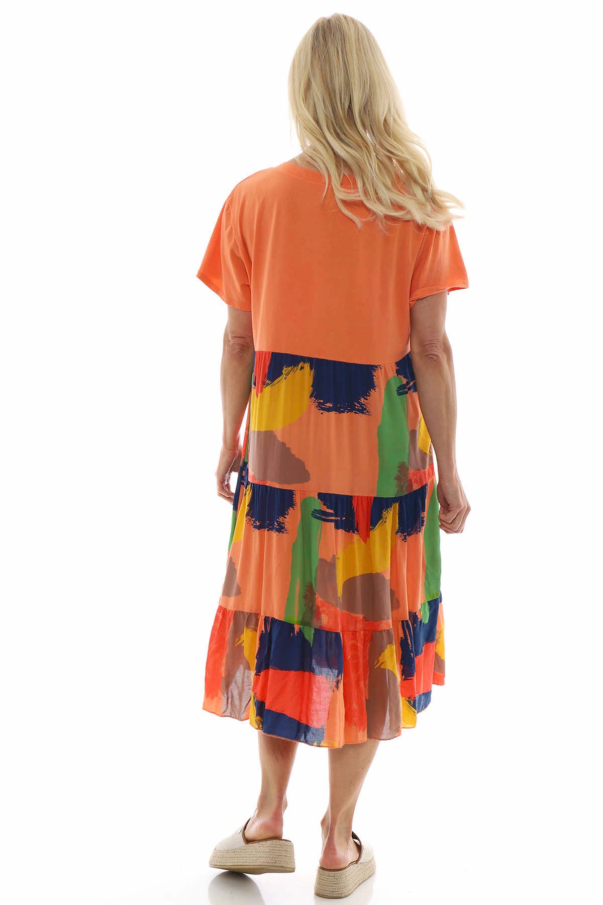 Mara Print Cotton Dress Orange