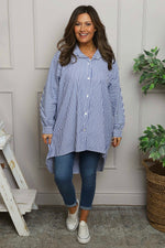 Christina Stripe Shirt Royal Blue Royal Blue - Christina Stripe Shirt Royal Blue