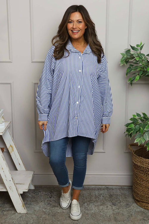 Christina Stripe Shirt Royal Blue - Image 1