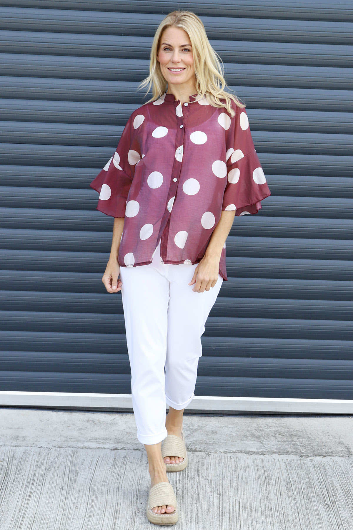 Cordelia Spot Print Shirt Wine