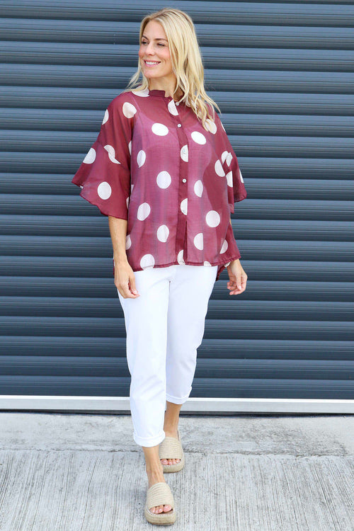 Cordelia Spot Print Shirt Wine - Image 2