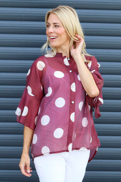 Cordelia Spot Print Shirt Wine