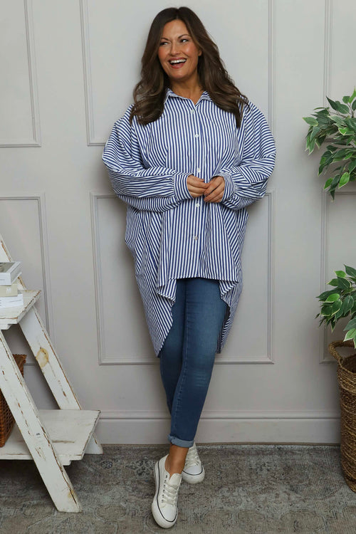 Christina Stripe Shirt Royal Blue - Image 3