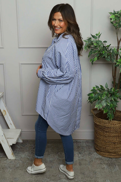 Christina Stripe Shirt Royal Blue - Image 4