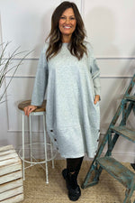 Lyanna Button Detail Tunic Grey Grey - Lyanna Button Detail Tunic Grey