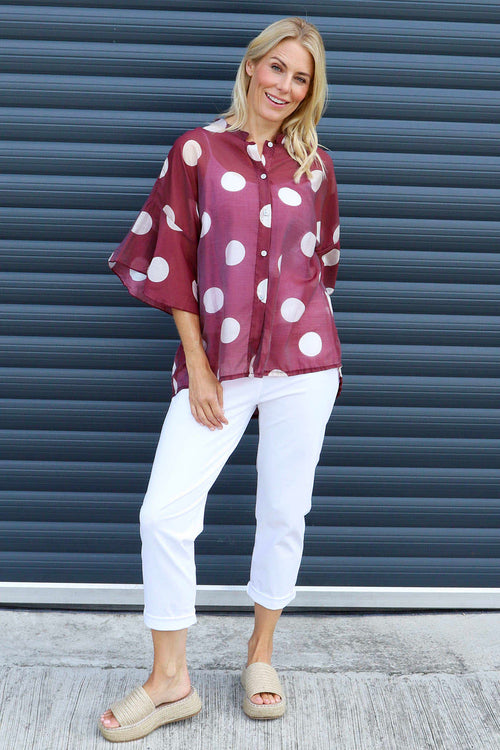 Cordelia Spot Print Shirt Wine - Image 4