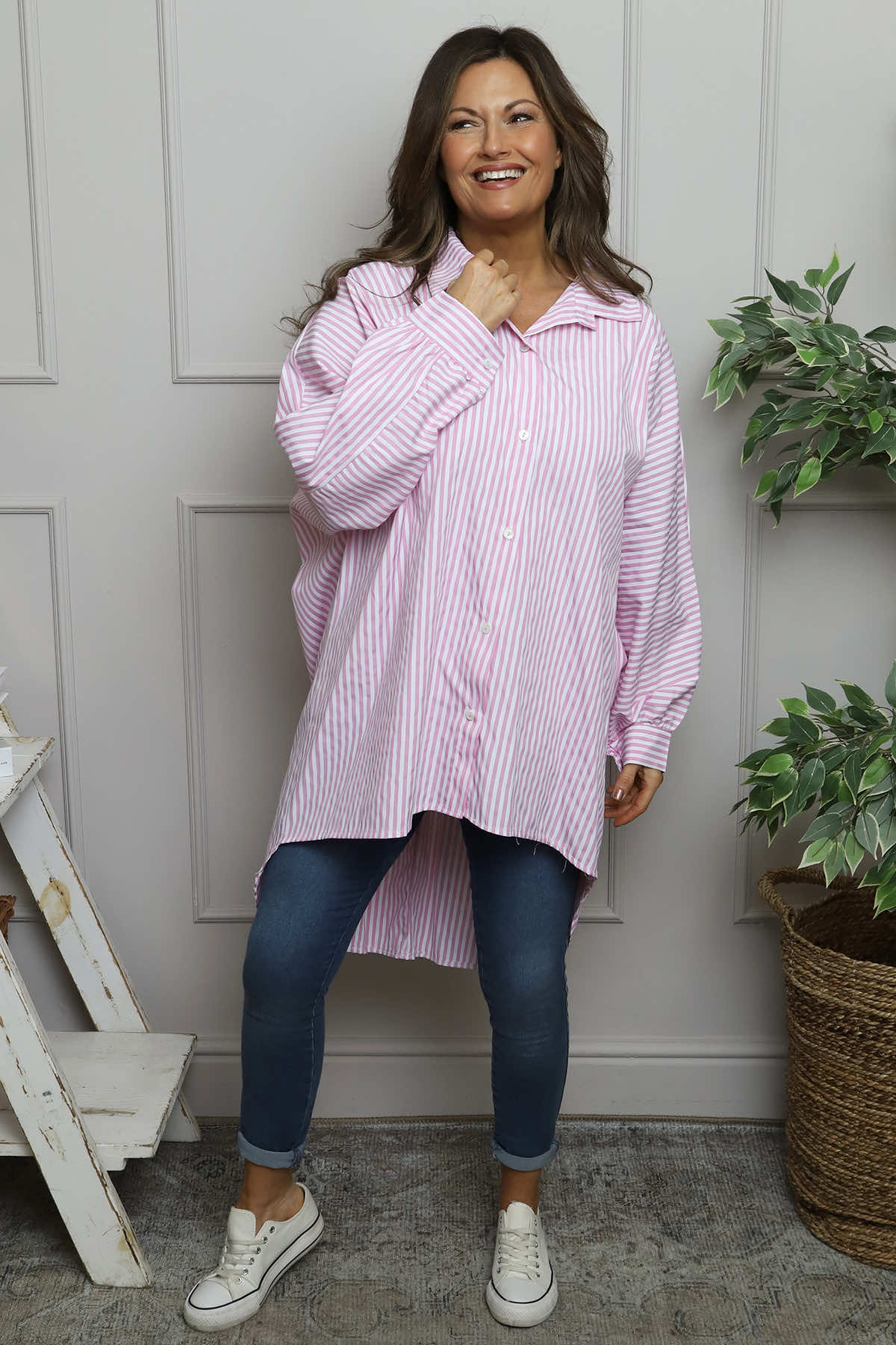 Christina Stripe Shirt Pink