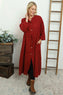 Sienna Button Linen Dress Wine