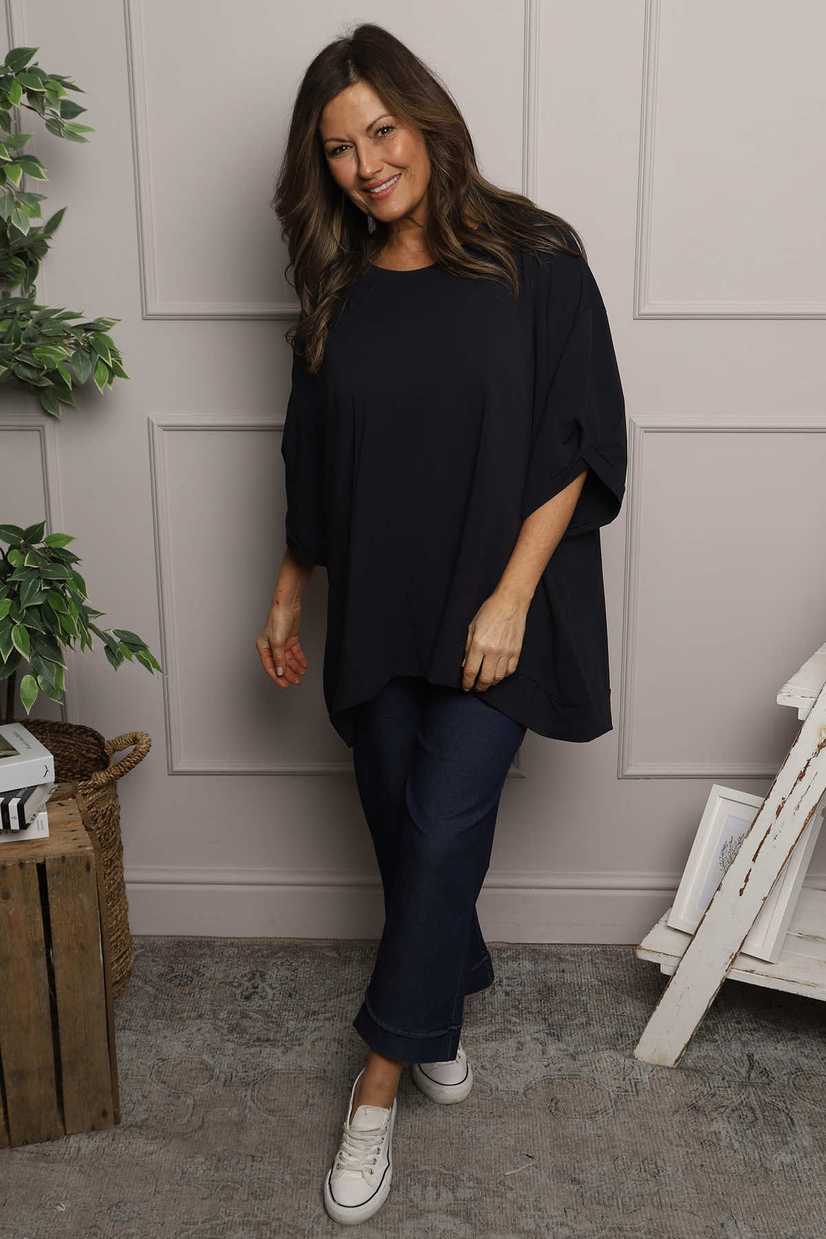 Bianca Cotton Top Navy