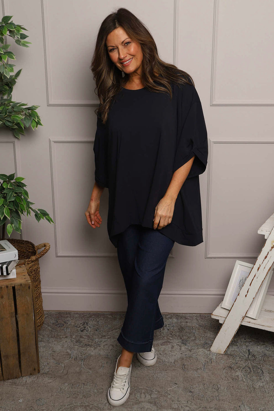 Bianca Cotton Top Navy