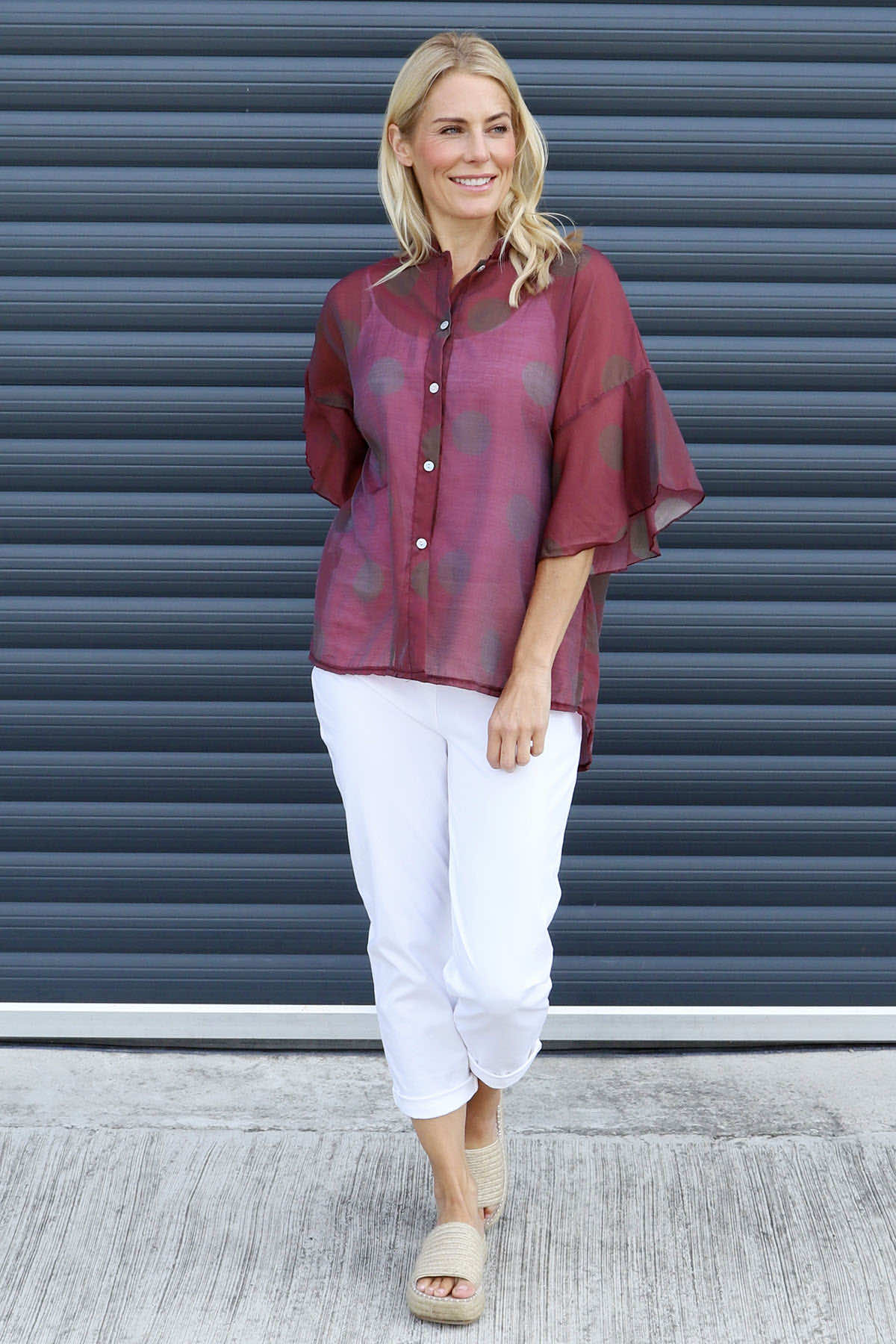Cordelia Spot Print Shirt Burgundy