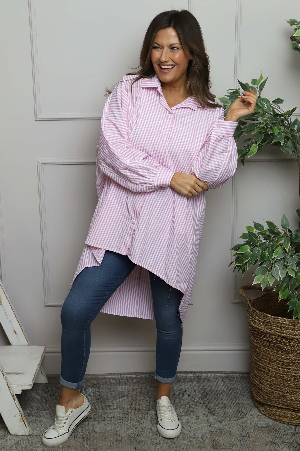 Christina Stripe Shirt Pink