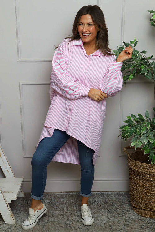 Christina Stripe Shirt Pink - Image 3
