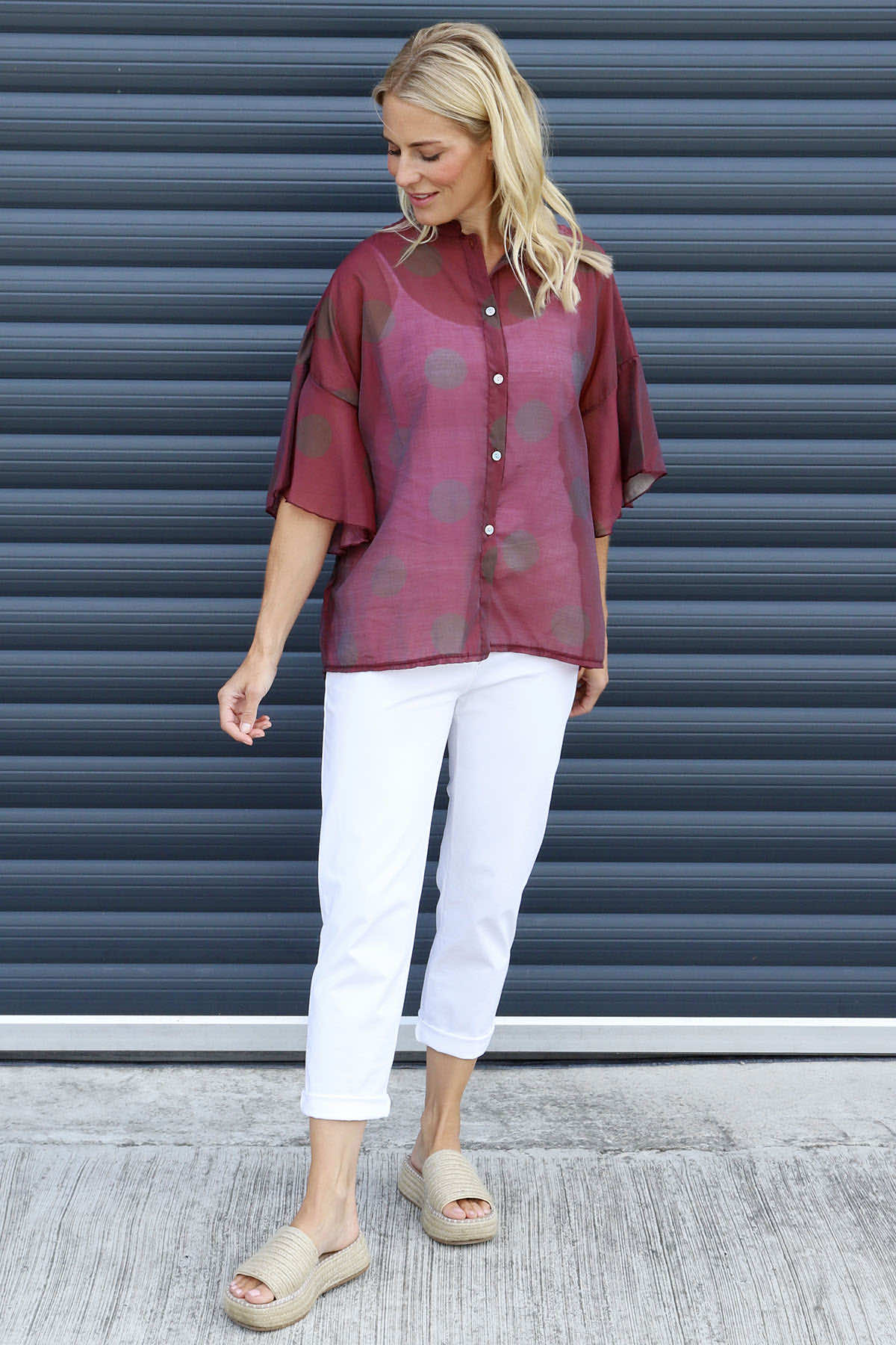 Cordelia Spot Print Shirt Burgundy
