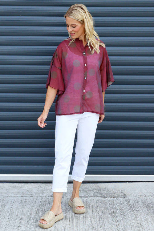 Cordelia Spot Print Shirt Burgundy - Image 3