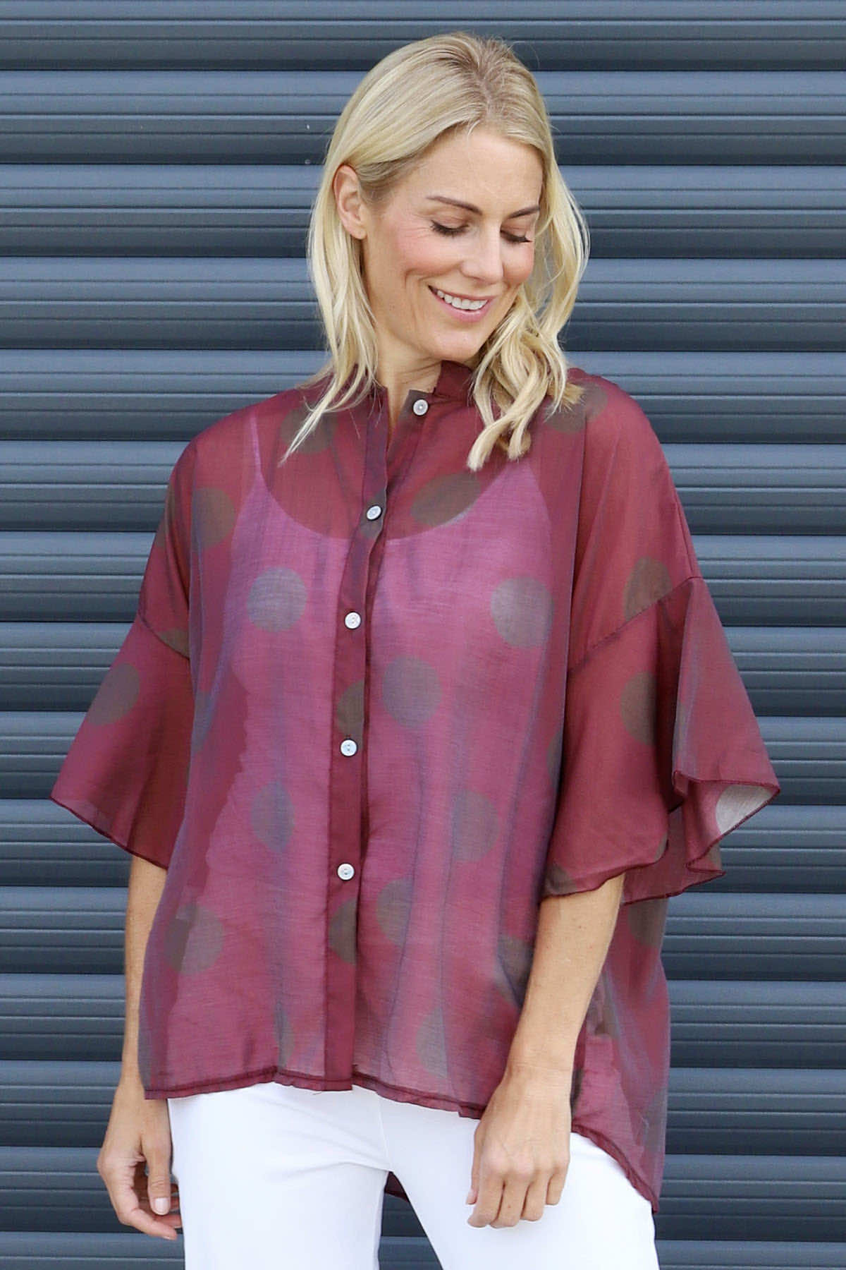 Cordelia Spot Print Shirt Burgundy