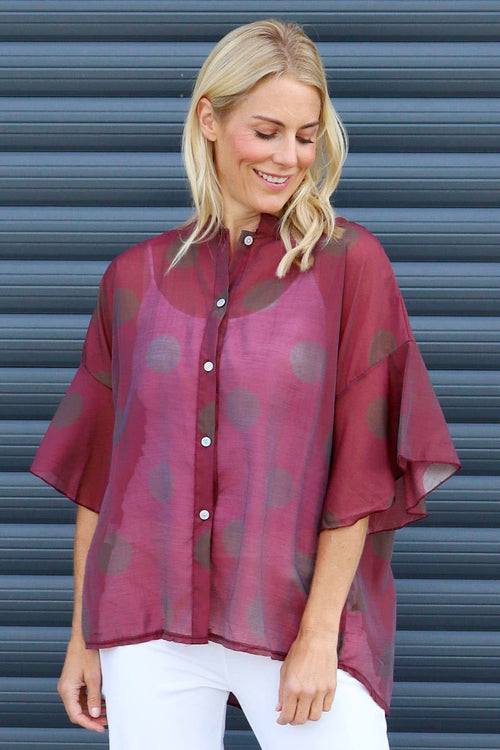 Cordelia Spot Print Shirt Burgundy - Image 4