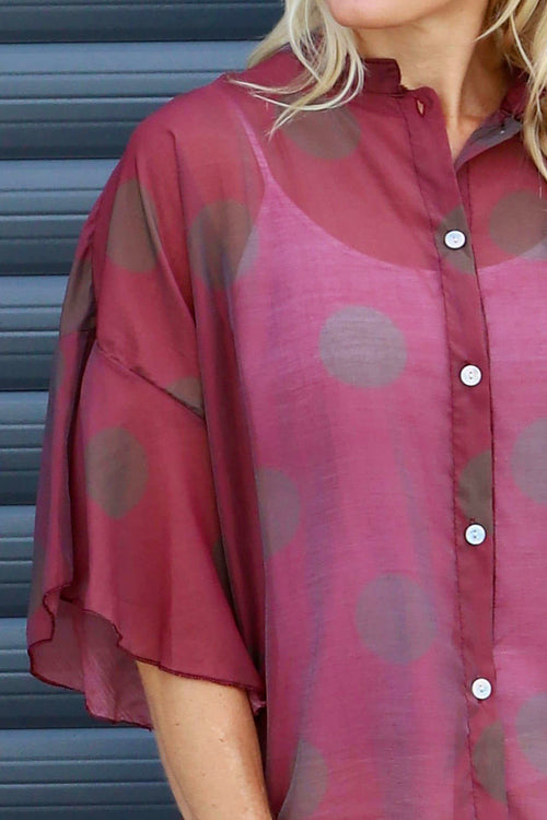 Cordelia Spot Print Shirt Burgundy - Image 5