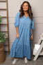 Paulette Animal Print Cotton Dress Blue