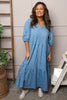 Paulette Animal Print Cotton Dress Blue